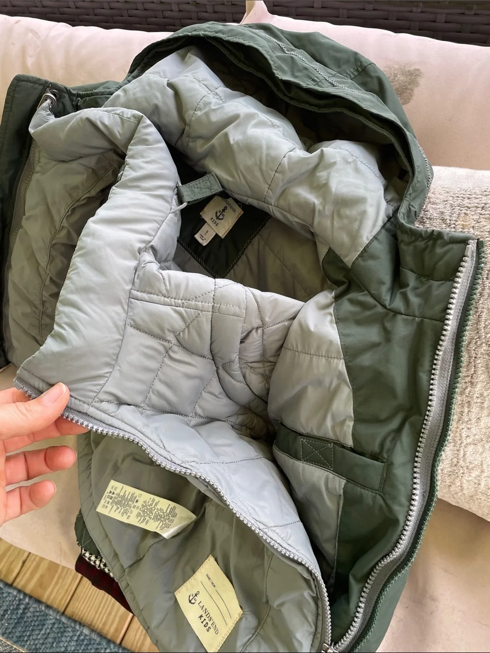 Lands' End Olive 4-in-1 Puffer Jacket